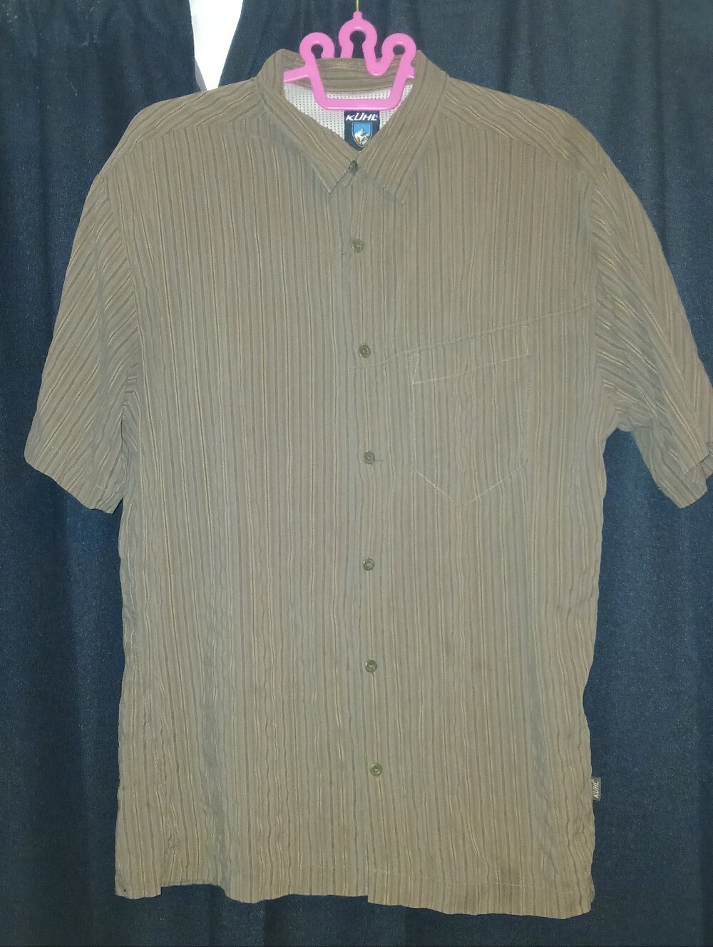 KÜHL Brown & Tan/Khaki Striped Collared Button Up Shirt, Size XL Men's